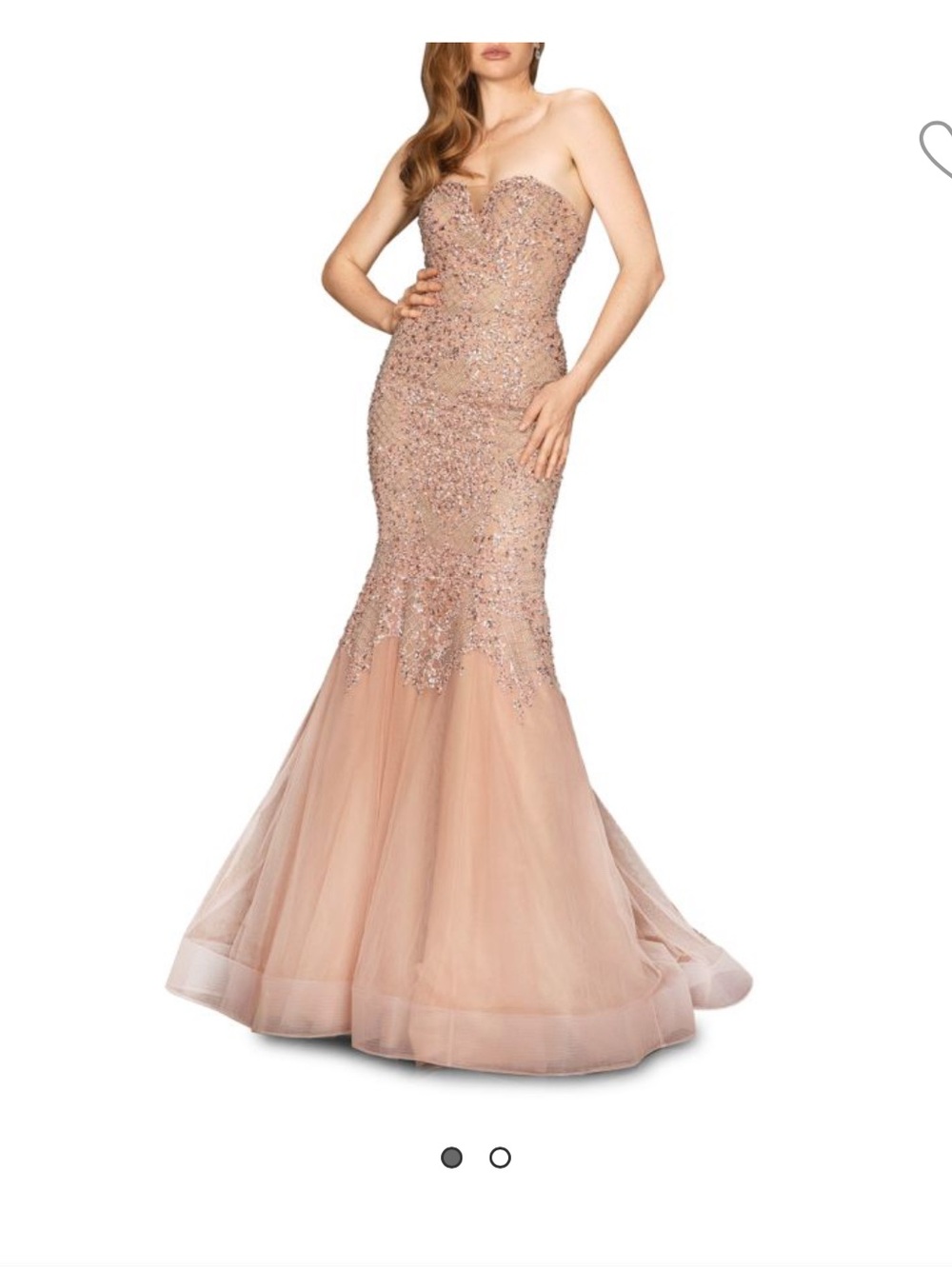 Terani Couture Blush Pink Strapless Beaded Mermaid Gown